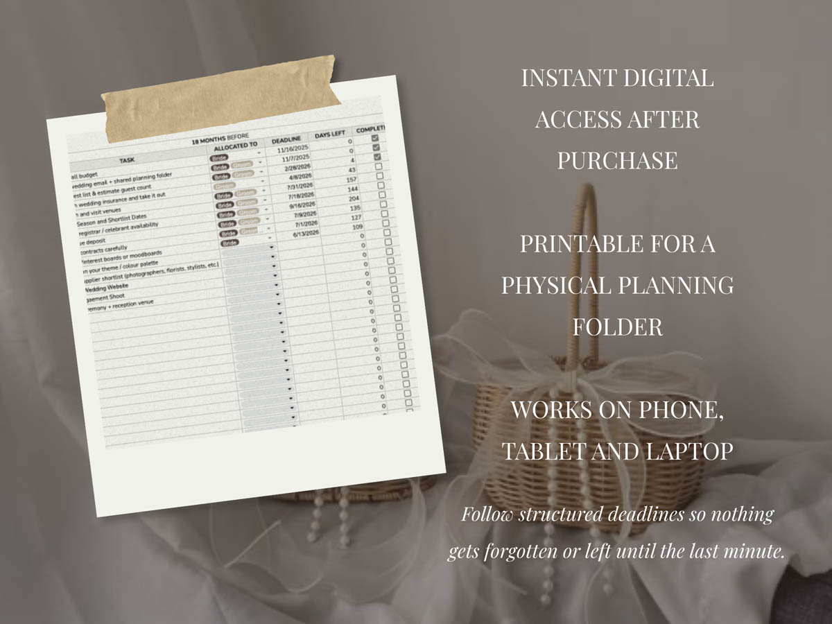 Wedding Planning Checklist Spreadsheet - Image 2