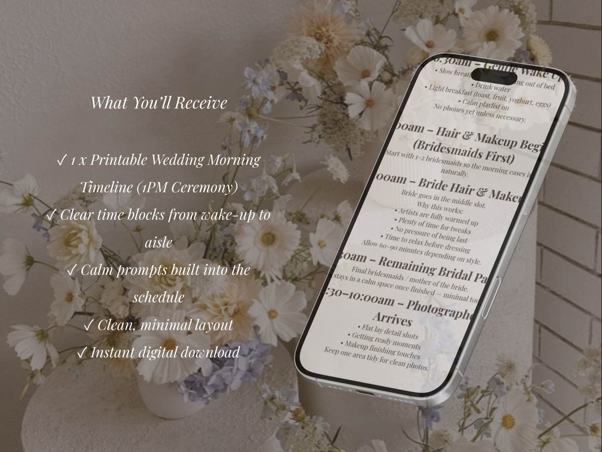 1PM Wedding Ceremony Morning Timeline | PDF - Image 2