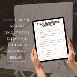 Legal Wedding Checklist UK |Notice of Marriage & Registrar Planner
